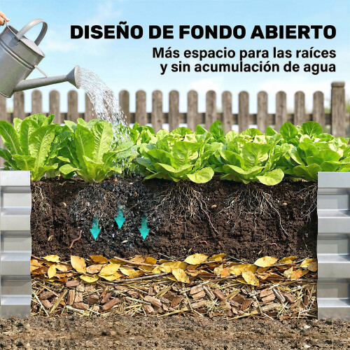 Outsunny Jardinera Elevada Gris 120 x 60 x 30.5 cm 2