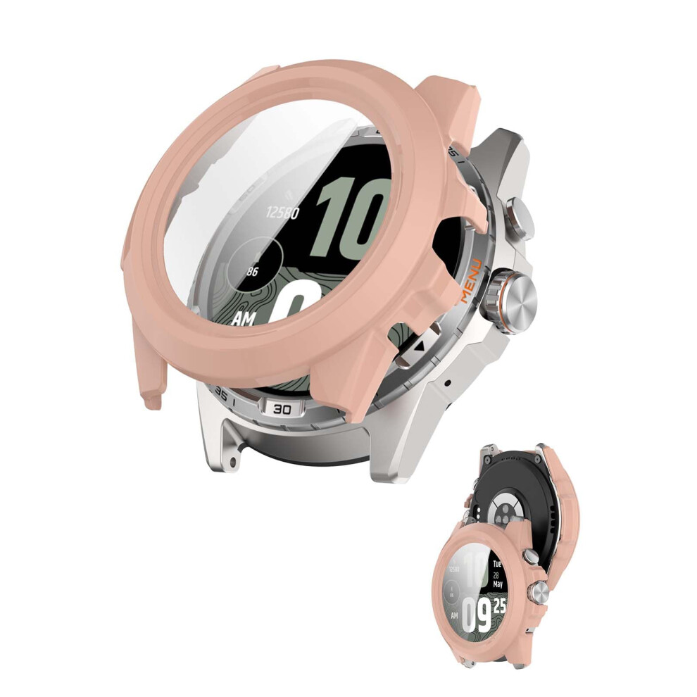 Case With BuiltâIn 9H Tempered Glass Screen Protector, SnapâOn Hard Pc Cover For Ticwatch Atlas Pink 9073542115564