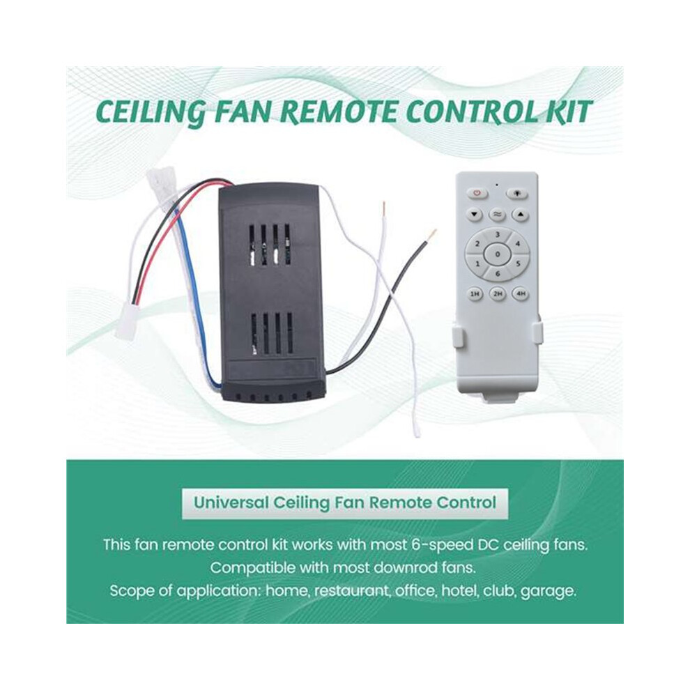 2X Universal Ceiling Fan Remote Control Kit Low Voltage 50W Fan Driver Controller 6-Speed & Timing Remote Light 6033243159895