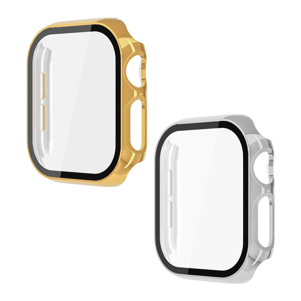 Case With Tempered Glass For Apple Watch 46Mm Series 10 11, DualâTone Gold And Silver, FullâScreen Protection Silver,Gold 9330225446576