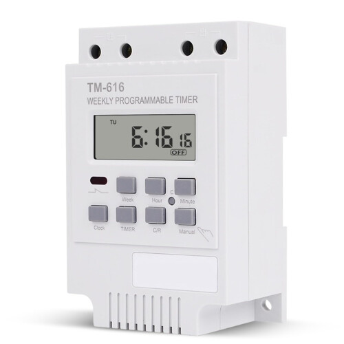 30A 220V Programmable Digital Timer Switch DIN Rail Mount, 7Day Time Relay with LCD Display and Backup Battery 1