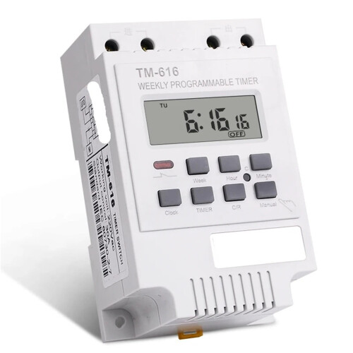 30A 220V Programmable Digital Timer Switch DIN Rail Mount, 7Day Time Relay with LCD Display and Backup Battery 2