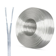 Speaker Wire 2 Core Tinned Copper Cable 30FT Transparent PVC 300V Flexible Flame‑Retardant Audio Wire