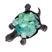 Miniatur-Kristallschildkrötenstatue, die-grüner Fluorit
