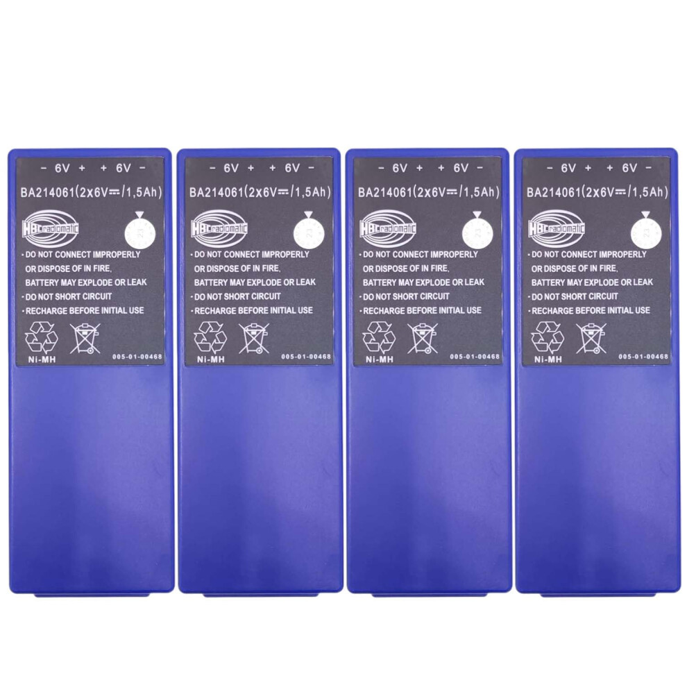 Battery 4Pack 6V Rechargeable Ba214061 Fub10aa 1500Mah Replacement With Extended Runtime For Hbc Radiomatic 9073542115861
