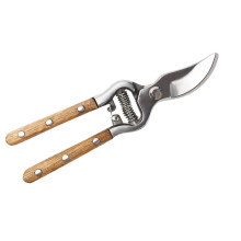 Professional Stainless Steel Pruning Shears with Ergonomic Wooden Handle for Tree and Fruit Trimming