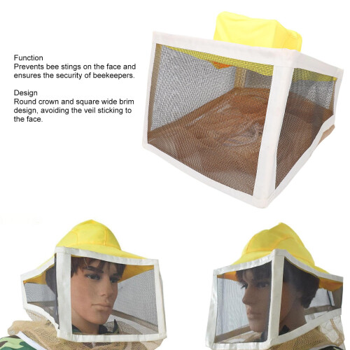 Ventilated Folding Square Beekeeping Veil Hat with Removable Cap and  Visibility Mesh 1