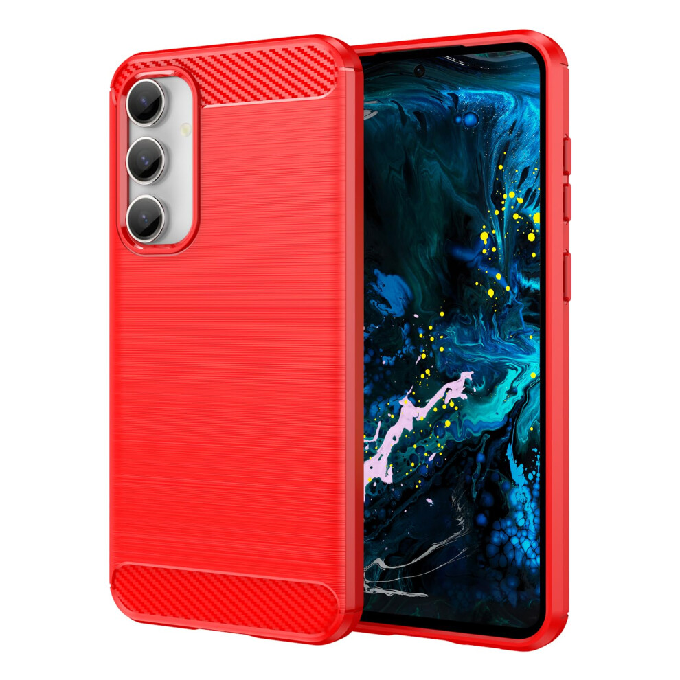 Carbon Fiber Anti Shock Tpu Cover Case With ShockâAbsorbing Protection For Samsung Galaxy S23 Fe Red 9771547966692