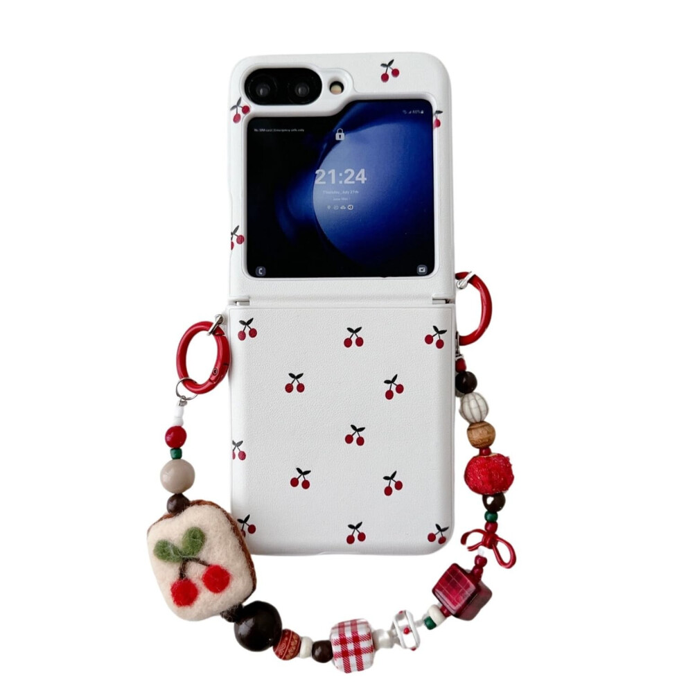 Case With Cute Cherry Pattern, ShockâAbsorbing Tpu Cover And Chain For Samsung Galaxy Z Flip 6 7 Fe Red 9771547966746