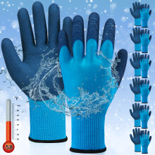 7 Pairs Winter Work Gloves Waterproof Latex Coating Thermal Fleece Lining Cold Resistant for Men and Women