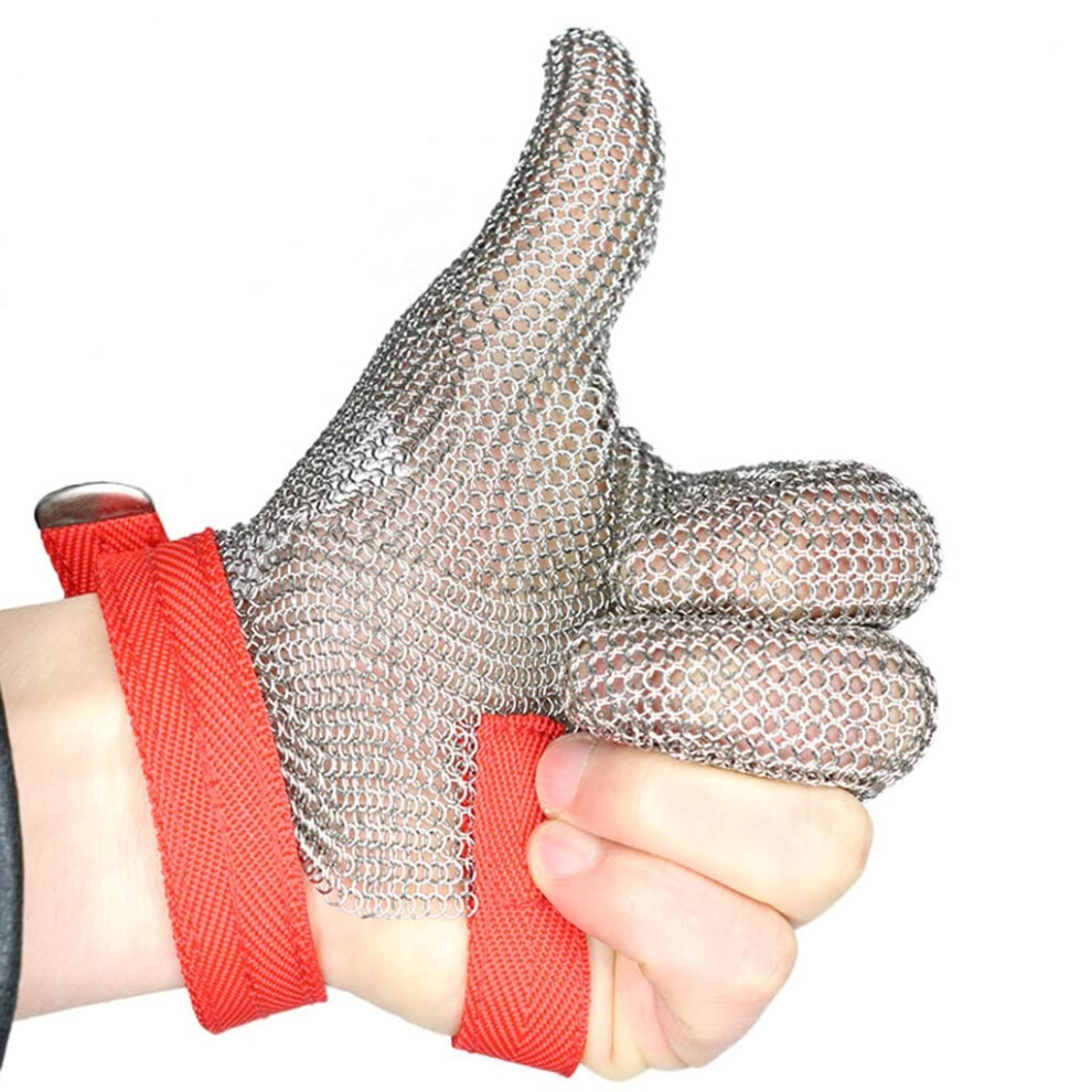 Cut Resistant Gloves Xl Stainless Steel Chainmail Glove With Adjustable Wrist Strap For Kitchen Safety 9330225447429