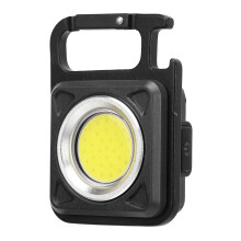 LED Keychain Flashlight 500LM COB Rechargeable Light with Type C Charging Magnetic Mount for Camping Black