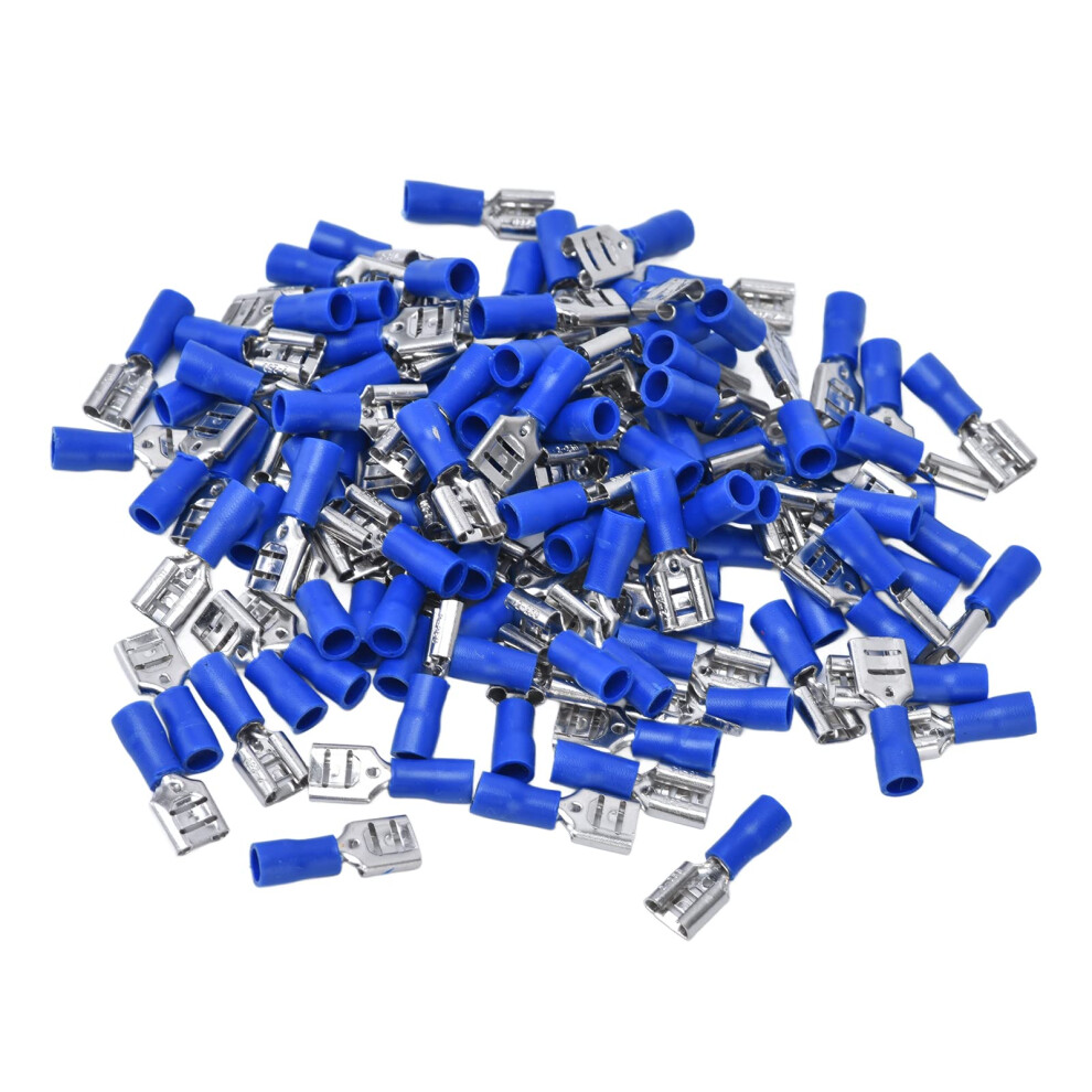 Blue Insulated Female Spade Connectors 100Pcs Copper Electrical Terminals For 1.52.5Mm Wire Quick Disconnect 9771547967316