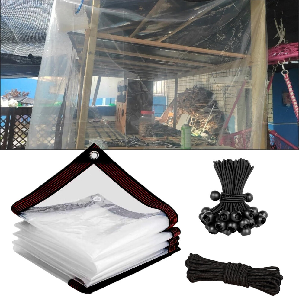 Clear Pvc Tarpaulin 5X6 Ft Waterproof Uv Protection Transparent Tarp For Patio Garden Greenhouse 9073542116578