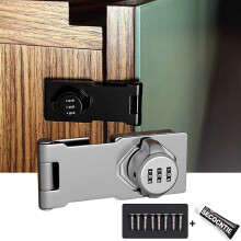 3 Digit Combination Cam Lock for Cabinets and Sliding Doors, Keyless Zinc Alloy Black Lock, 8 Screws Included