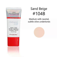 (104B# Sand Beige) PHOERA Liquid Foundation Mineral Touch Oil Control Matte Skin-Friendly Makeup Full Coverage 24Hour Long Lasting Cosmetic