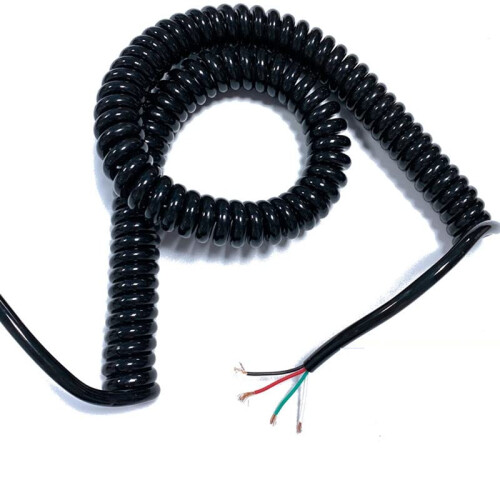 Retractable Spiral Cable 4 Core 20AWG 2 Meter PU Coiled Extension Cord with Solid Copper Conductors