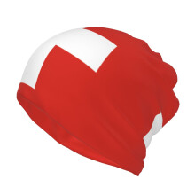 Swiss Flag Beanie Elastic Turban Hat with Breathable Stretch Fit and DoubleLayer Warmth for Yoga Fitness Cycling