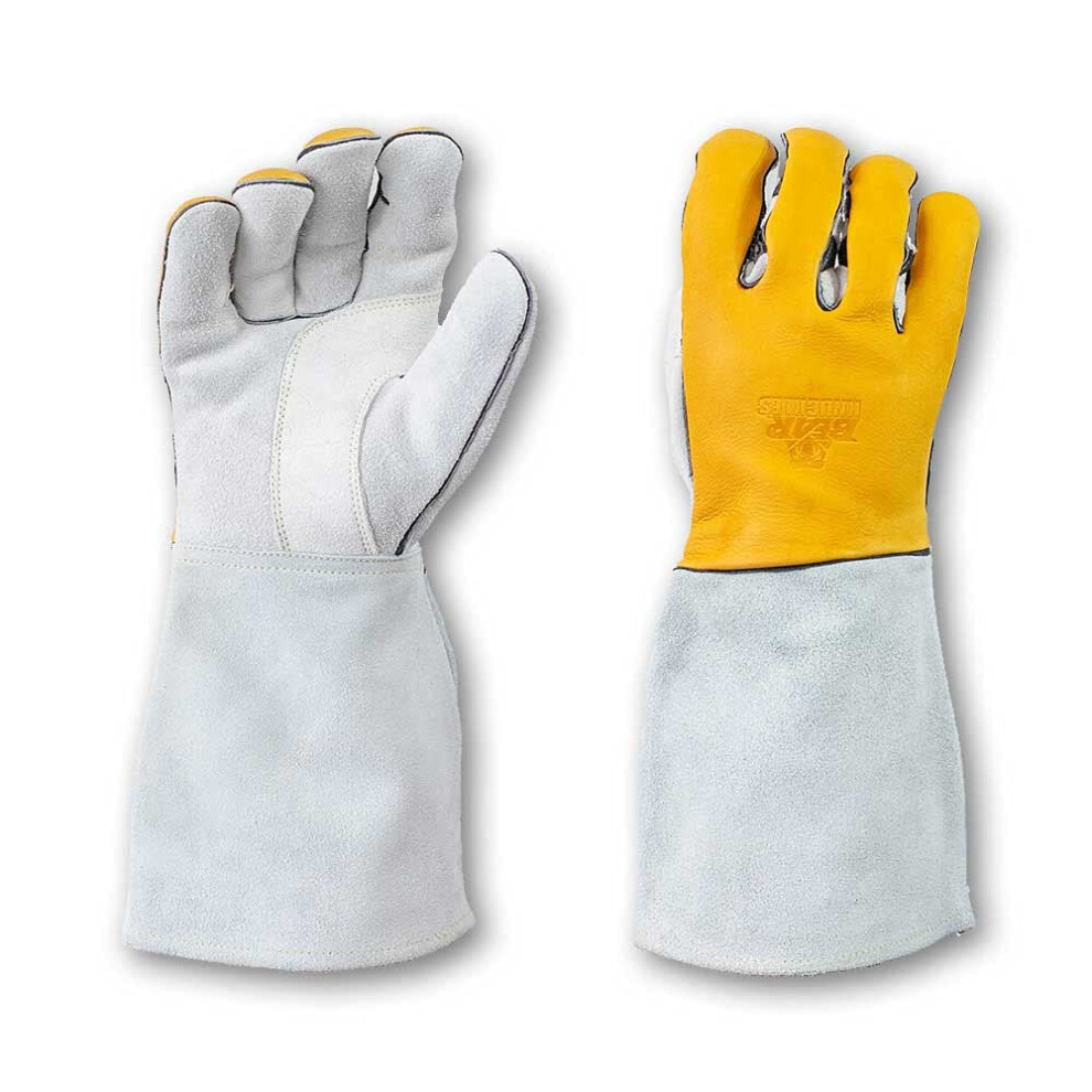 Cowhide Leather Welding Gloves Heat Resistant Kevlar Stitched With Precurved Fingers 9330225448082