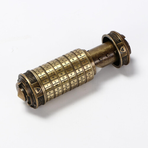 Mini Da Vinci Code Cryptex Lock, Changeable Combination Puzzle Box with Secret Compartment, Copper Gift for Lovers 1