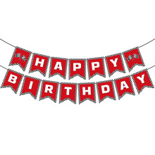 Racing Car Birthday Decorations Banner Red Black and White Vivid Design Fast Setup for Kids Party