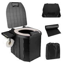 Portable Camping Toilet for Adults, Foldable 6in1 Compact Design, 450lb Capacity for RV and Travel