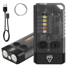 Rechargeable LED Flashlight 1000LM Magnetic Mini Keychain Torch with UV Light and TypeC Port for Camping Emergency Black
