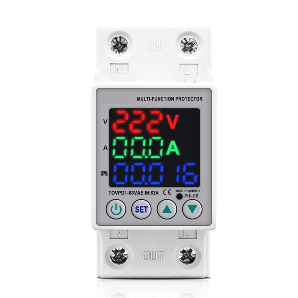 63A 230V Thermal Circuit Breaker Voltage Protection Relay With Adjustable Over Under Voltage Control And Resettable Overload Protection 9330225448396