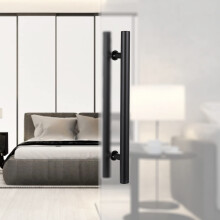 Barn Door Handle Black Stainless Steel HShaped Pull for Glass or Wood Doors, Rustproof DualSided 80cm