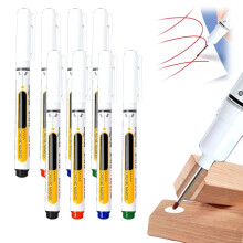 2025 Deep Hole Marker Pens Set, 20mm Deep Reach Waterproof QuickDry Long Nib Carpenter Markers for Wood Metal Glass (10)