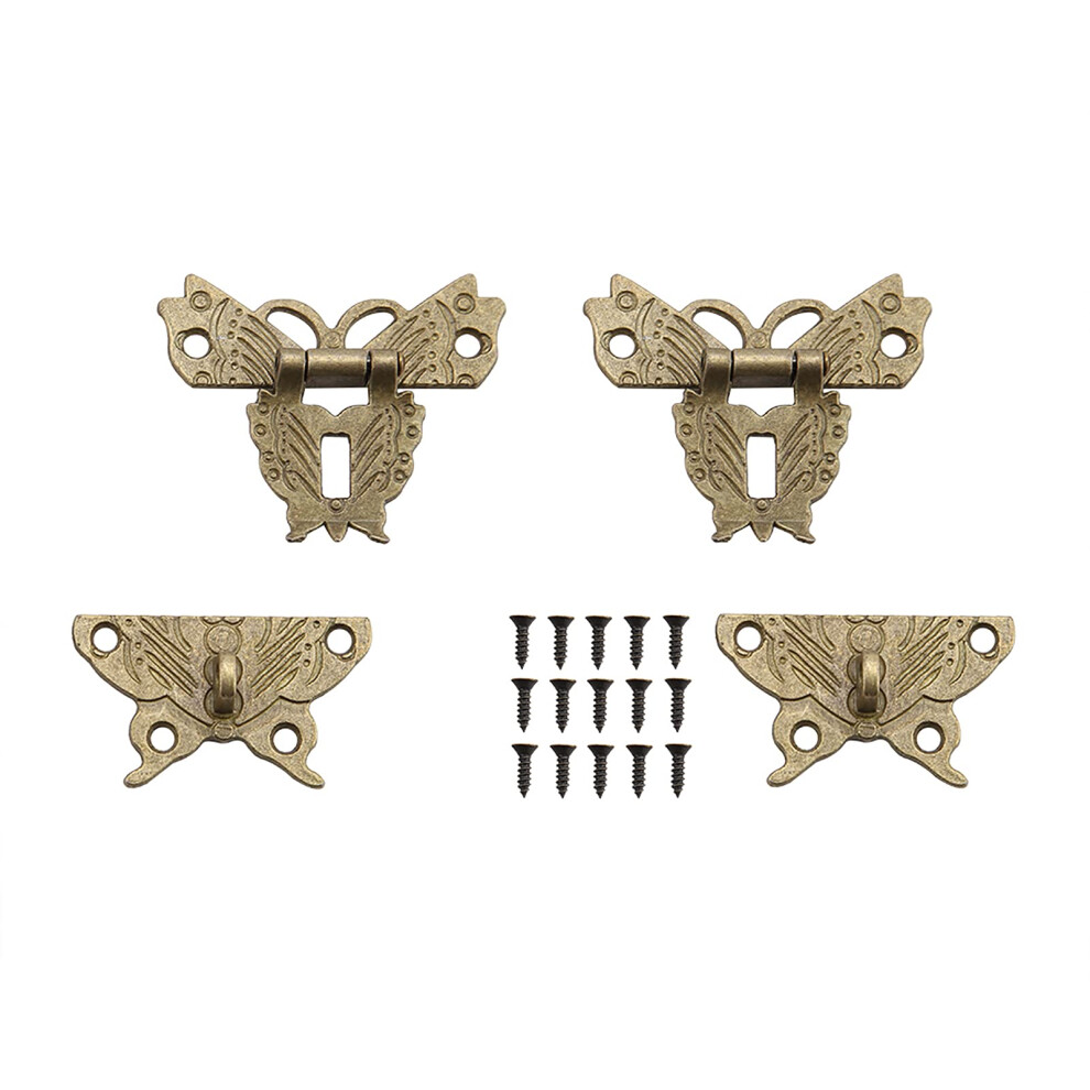 Vintage Bronze Cabinet Latch Zinc Alloy Jewelry Box Clasp With Screws, Retro Decorative Lock For Wooden Chest 9073542117544