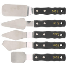 Palette Knife Set 5 Piece Stainless Steel Blades Ergonomic Wooden Handle for Artists and Texture Work