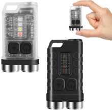EDC Keychain Flashlight 900 Lumens Rechargeable Mini Magnetic LED Torch IP65 Waterproof USBC Fast Charge MixBlack and White 2PCS