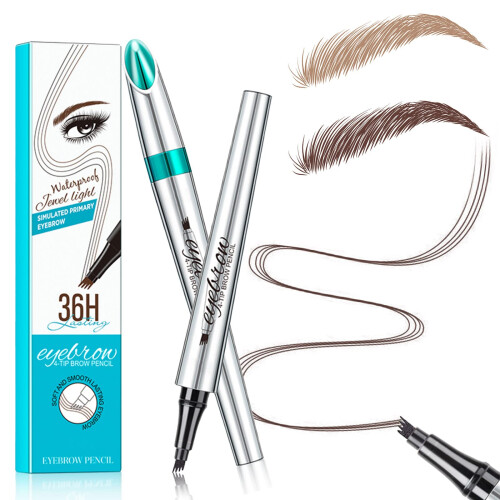 Microblading Eyebrow Pen Waterproof Long Lasting Brow Pencil with Precise Micro Fork Tip for Natural Looking Full Brows Dark Brown