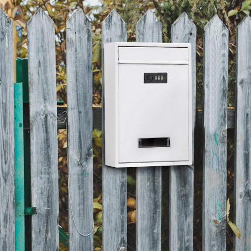 Large Wall Mounted Mailbox with Secure Coded Lock, Vintage Metal Lockable Post Box for Home Outdoor 1