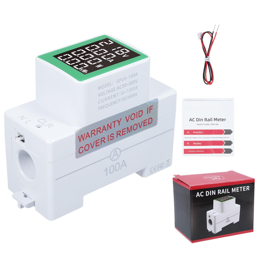Digital Energy Meter 100A With Large Lcd Display, Accurate Power Monitoring, Din Rail Installation 9351714595049