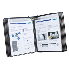 Wall Mount Document Display Rack with 10 A4 Pockets, Flip Organizer for Quick Reference and Menu Display, Black