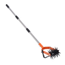 Adjustable Stainless Steel Garden Cultivator and Hand Tiller with Rotatable Head, Ergonomic Grip, 4 Sections