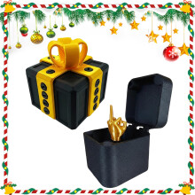 Prank Gift Box with Pop Up Middle Finger, 3D Printed Black Gold Funny Gag Gift for Birthday and Christmas