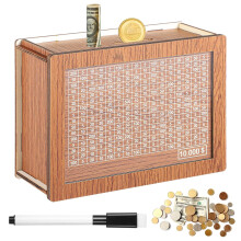 Digital Coin Counting Piggy Bank, Wooden Money Saving Box with Smart Counter and 10000 Goal Tracker