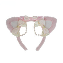 Handmade Plush Cat Ear Headband for Women, Adjustable Fit, Cute Animal Cosplay Hair Accessory (6)