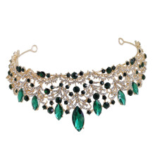 Green Rhinestone Bridal Tiara Crown for Weddings and Parties Elegant Zinc Alloy Crystal Headpiece
