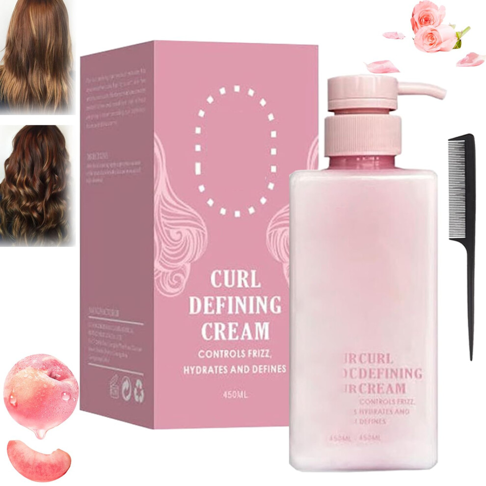 Cream Curl Defining For Curly And Wavy Hair, Anti Frizz Moisturizing Formula For Soft Defined Curls