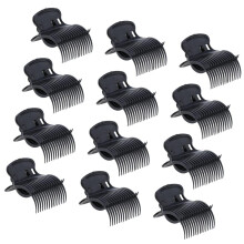 12 Pack Black Hot Roller Clips for Hair Styling, Heat Resistant No Dent Design for Salon and Home Use