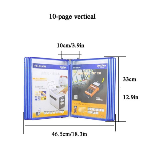 Wall Mount Document Display Rack with 10 A4 Pockets, Flip Organizer for Quick Reference and Menu Display, Black 1