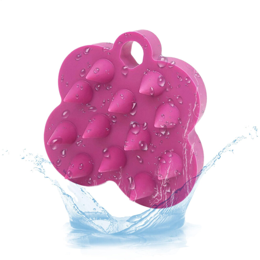 Pink Hot Silicone Scalp Massager Brush For Hair Washing, Gentle Massage And NonâSlip Grip