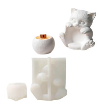 Moule de bougeoir en forme de chat assis en Silicone de qualité