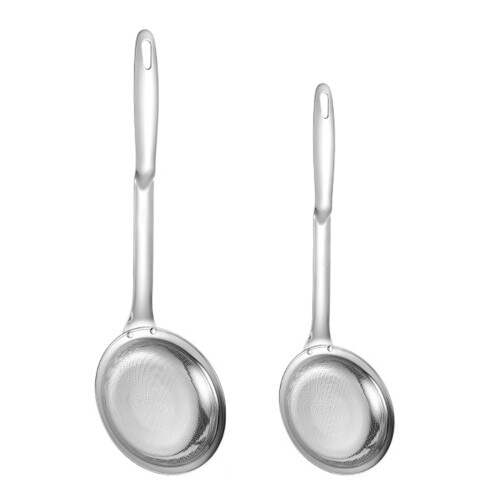 2Pcs Rustproof Metal Cooking Strainer Set With Ergonomic Handle