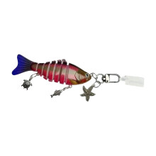 Porte-clés de poisson multi-sections réaliste avec perles-Rouge