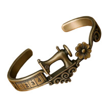 Artistic Sewing Inspired Open Bangle Bracelet For Women Who Love